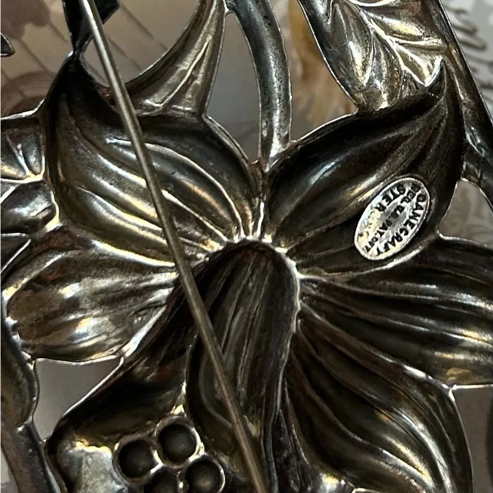 GORGEOUS big DANECRAFT STERLING SILVER vintage lily pin